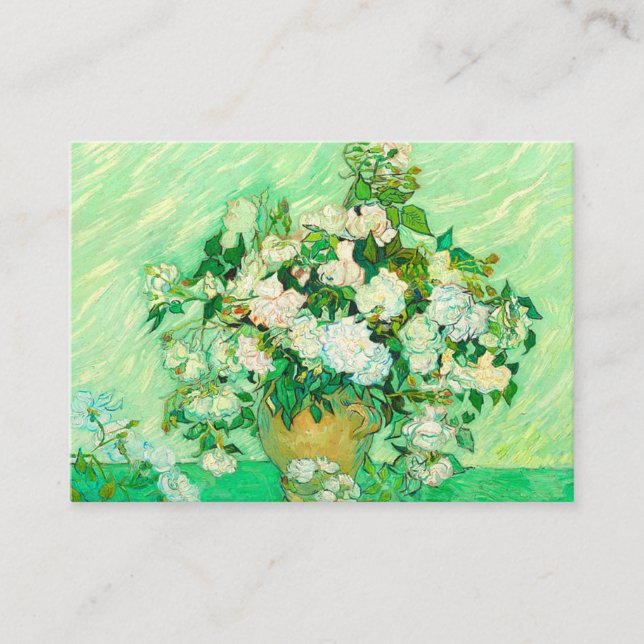 Van Gogh White Roses Enclosure Card (Front)