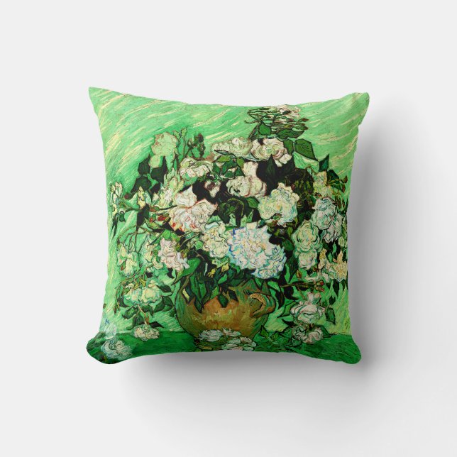 Van Gogh - White Roses, famous painting, Cushion (Front)