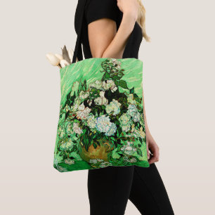 Van Gogh - White Roses, famous painting, Tote Bag