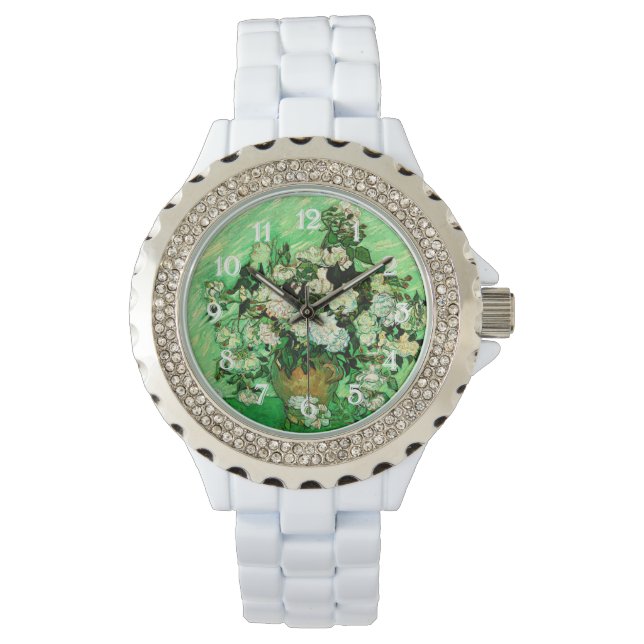 Van Gogh - White Roses, famous painting Watch (Front)