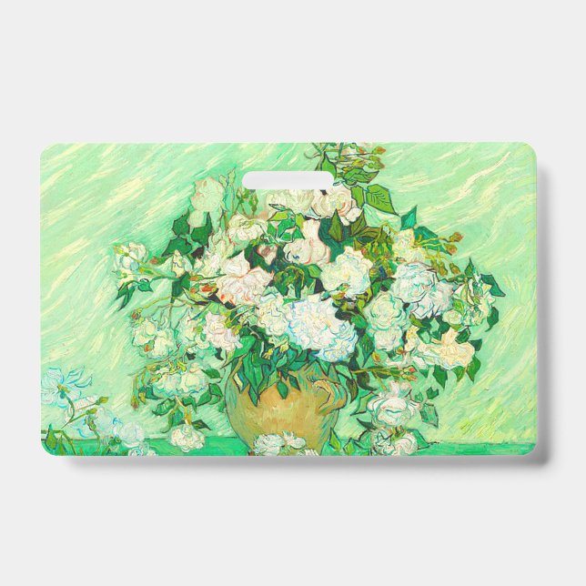 Van Gogh White Roses ID Badge (Front)