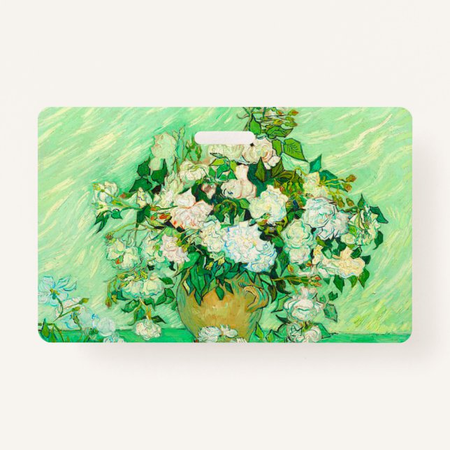 Van Gogh White Roses ID Badge (Front)
