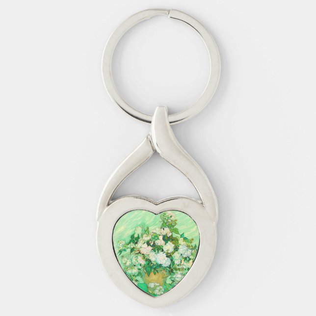 Van Gogh White Roses Key Ring (Front)