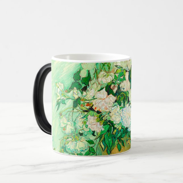 Van Gogh White Roses Magic Mug (Front Left)