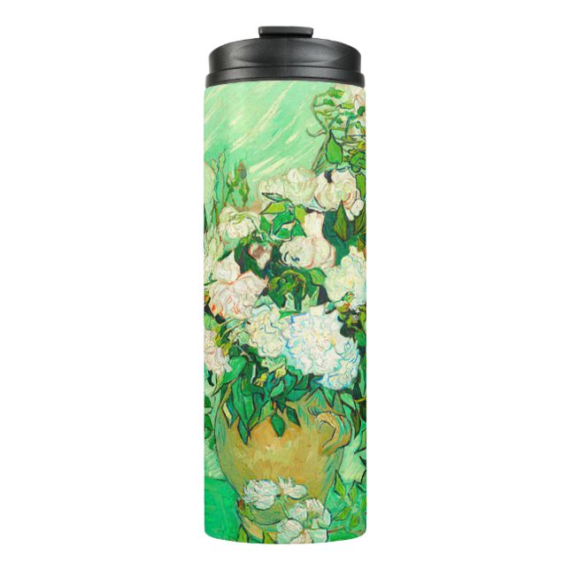 Van Gogh White Roses Thermal Tumbler (Front)