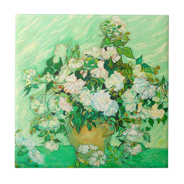 Van Gogh White Roses Tile (Front)
