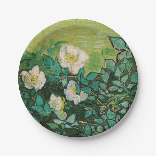 Van Gogh Wild Roses Paper Plate (Front)