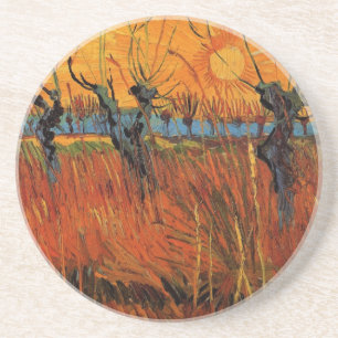 Van Gogh Willows at Sunset, Vintage Impressionism Coaster
