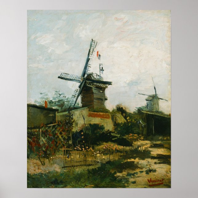 Van Gogh - Windmills On Montmartre Poster (Front)