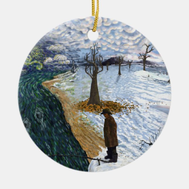 Van Gogh: Winter Landscape Ceramic Tree Decoration (Front)