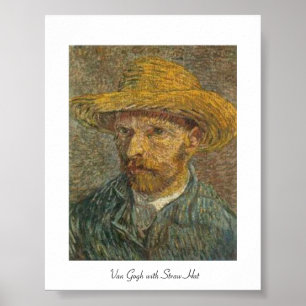 Van Gogh with Straw Hat,Self Portrait Poster
