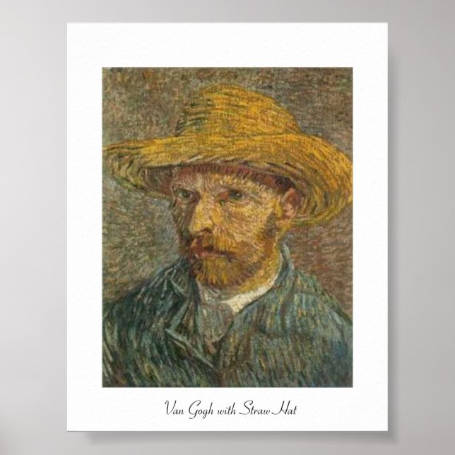 Van Gogh with Straw Hat,Self Portrait Poster (Front)