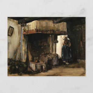 Van Gogh; Woman by a Hearth, Vintage Impressionism Postcard