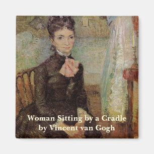Van Gogh, Woman Sitting by a Cradle, Vintage Art Magnet