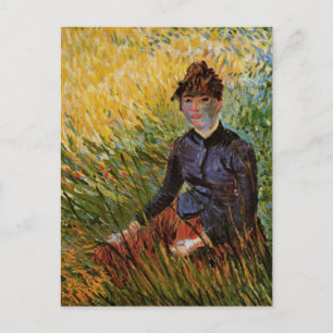 Van Gogh; Woman Sitting in Grass, Vintage Fine Art Postcard