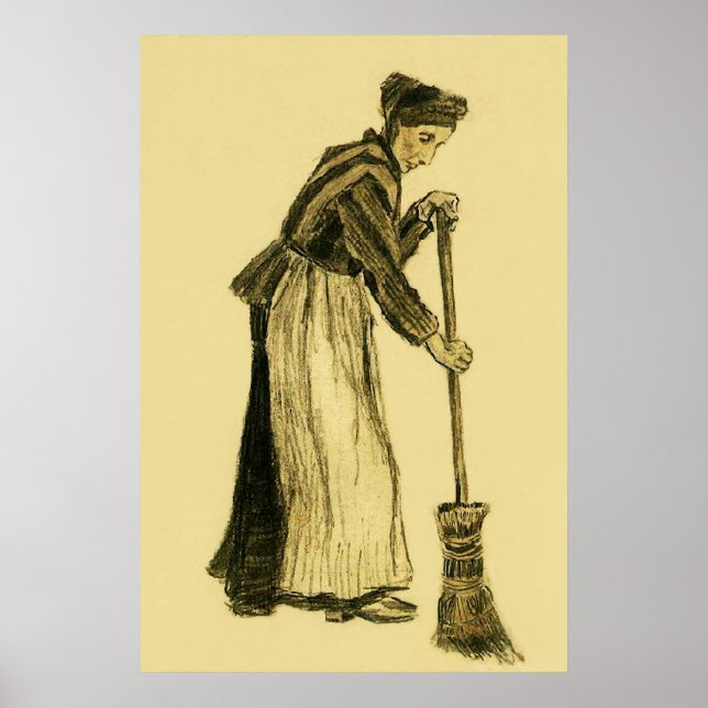 Van Gogh Woman with a Broom Fine Art Poster (Front)