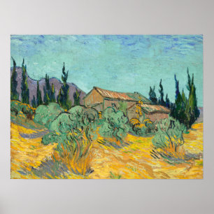 Van Gogh Wooden Sheds Yellow Landscape Art Poster