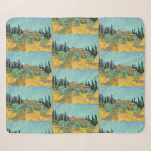 Van Gogh Wooden Sheds Yellow Landscape Art Sherpa Blanket
