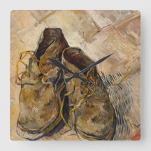 Van Gogh Worn Shoes Painting Art Square Wall Clock