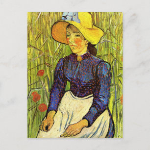 Van Gogh, Young Peasant Woman with Straw Hat Postcard
