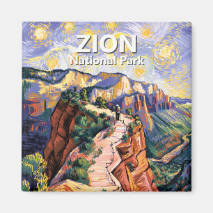 Van Gogh Zion Angels Landing Hiking Trail Custom Magnet