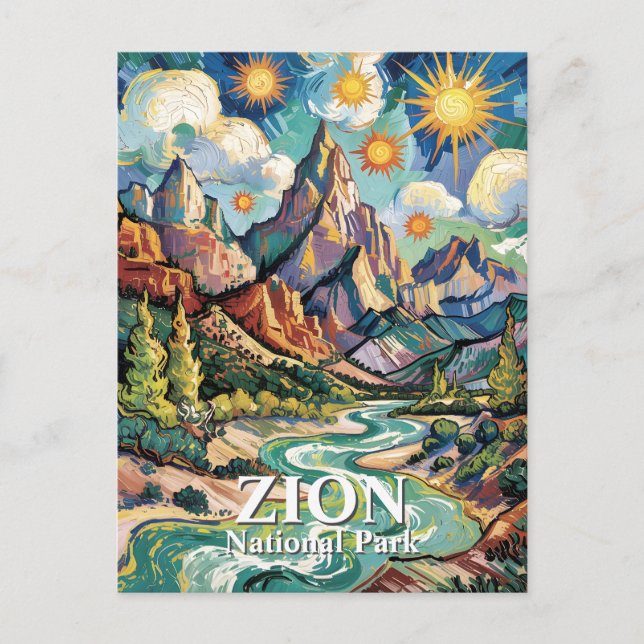 Van Gogh Zion Virgin River Patriarchs Custom Postcard (Front)