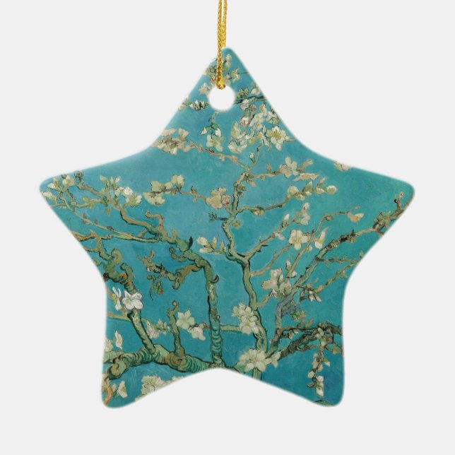Van gogh's Almond Blossom Ceramic Tree Decoration (Front)