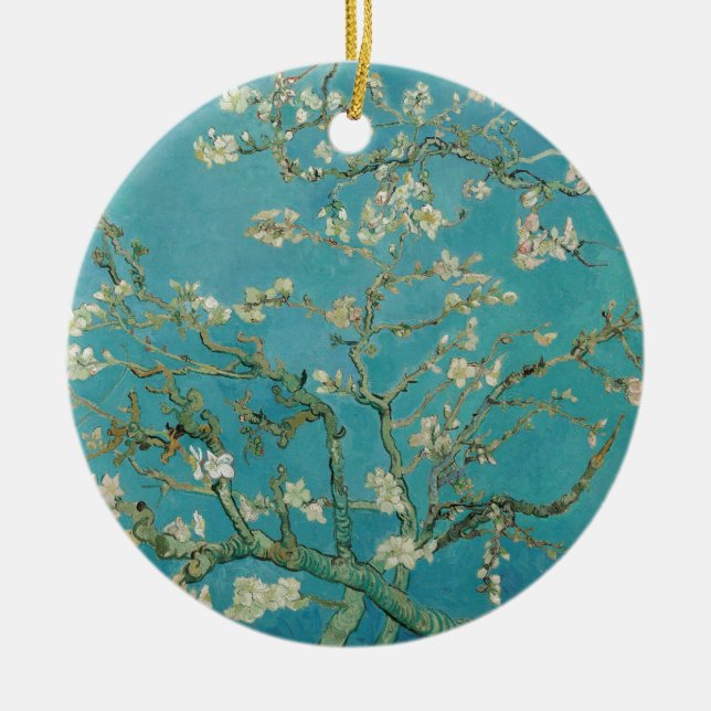 Van gogh's Almond Blossom Ceramic Tree Decoration (Front)