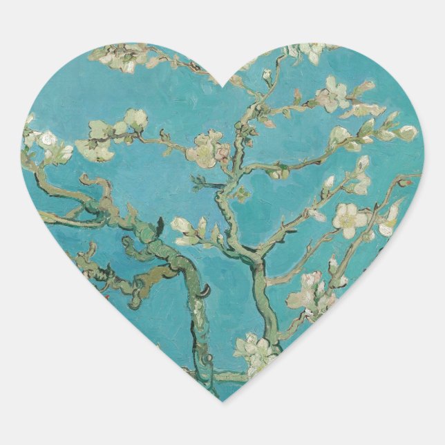 Van gogh's Almond Blossom Heart Sticker (Front)