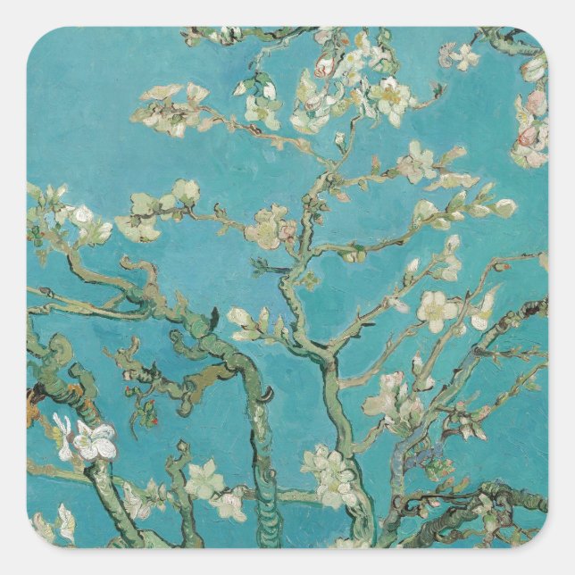 Van gogh's Almond Blossom Square Sticker (Front)
