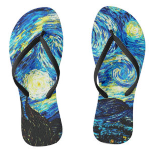 Van Gogh's famous painting, Starry Night, Flip Flops