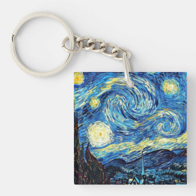 Van Gogh's famous painting, Starry Night Key Ring (Front)