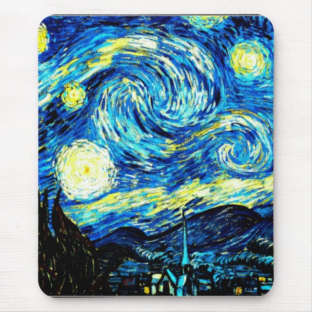 Van Gogh's famous painting, Starry Night Mouse Mat (Front)