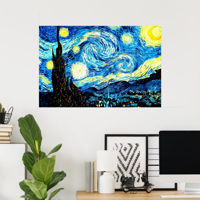 Van Gogh's famous painting, Starry Night, Poster (Home Office)