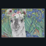 Van Gogh's Irises and Fancy Llama Tissue Paper<br><div class="desc">Beautiful and artistic digital compilation features Vincent Van Gogh's Irises fine art painting as a backdrop to an adorable watercolor llama with a fancy crown of flowers. Wonderful for gift wrapping as well as decoupage and other paper crafts!</div>