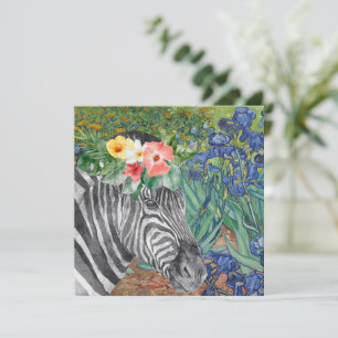 Van Gogh's Irises and Fancy Zebra Flat Card