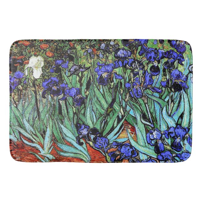 Van Goghs Irises Flowers Floral Garden Bath Mat (Front)
