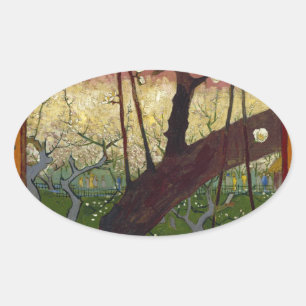 Van Gogh's Japonaiserie after Hiroshige Oval Sticker