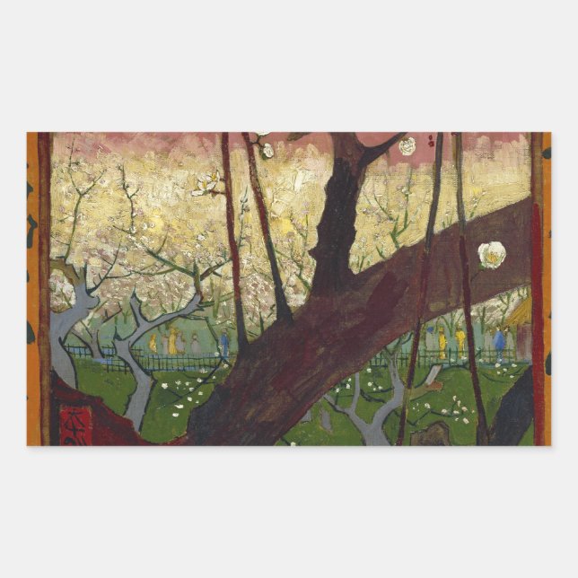 Van Gogh's Japonaiserie after Hiroshige Rectangular Sticker (Front)