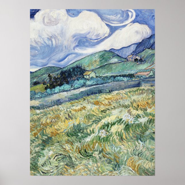 Van Gogh's Landscape from Saint-Rémy (1889) Poster (Front)