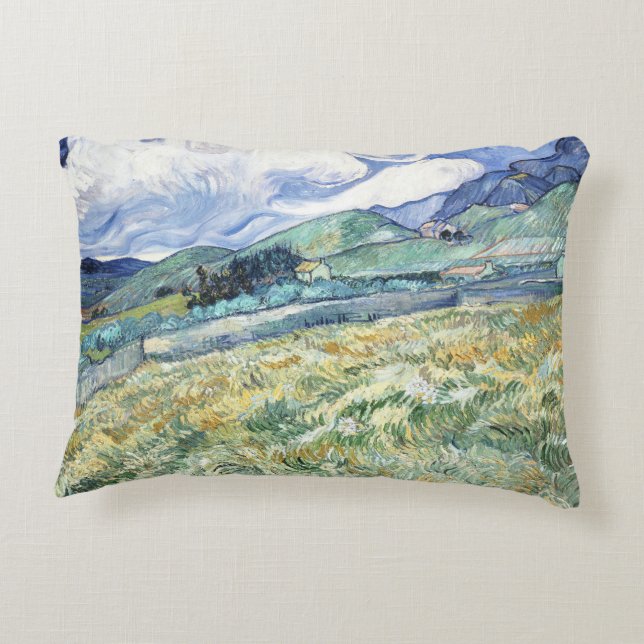Van Gogh's Landscape from Saint-Rémy Decorative Cushion (Back)