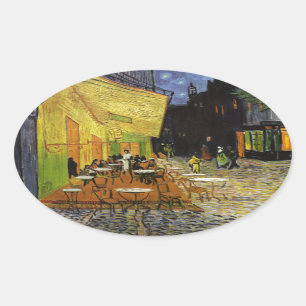 Van Gogh's Night Cafe Oval Sticker