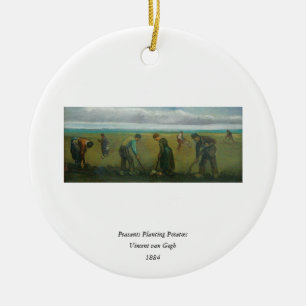 Van Gogh's Peasants or Farmers Planting Potatoes Ceramic Tree Decoration