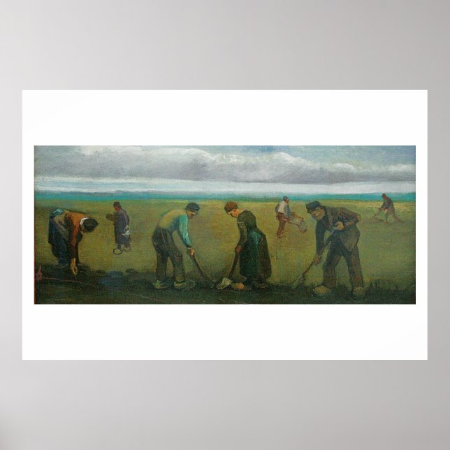 Van Gogh's Peasants or Farmers Planting Potatoes Poster (Front)