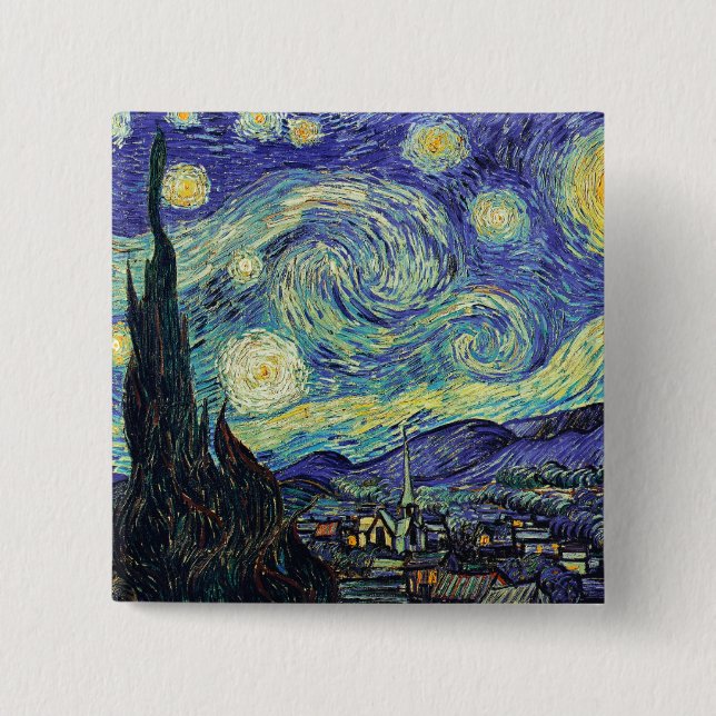 Van Gogh's Starry Night 15 Cm Square Badge (Front)
