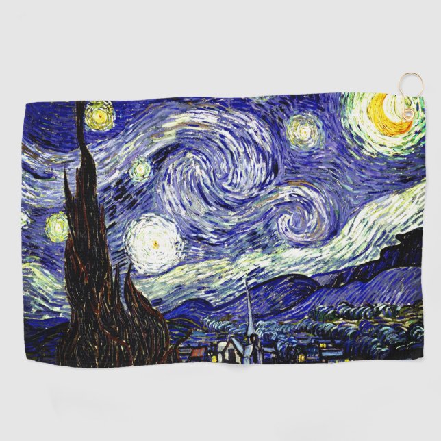 Van Gogh's Starry Night, 1889 Golf Towel (Horizontal)
