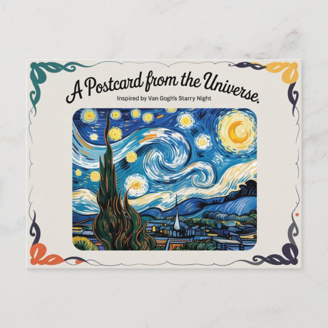 Van Gogh's Starry Night Art Inspired Postcard (Front)