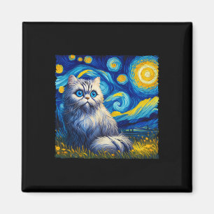 Van Gogh's Starry Night Inspired Cat Lover Mum Dad Magnet