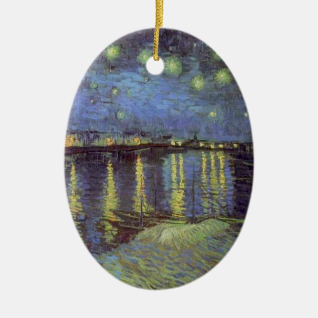 Van Gogh's Starry Night Painting Ceramic Tree Decoration (Front)