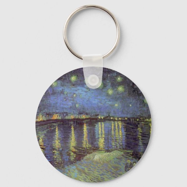 Van Gogh's Starry Night Painting Key Ring (Front)